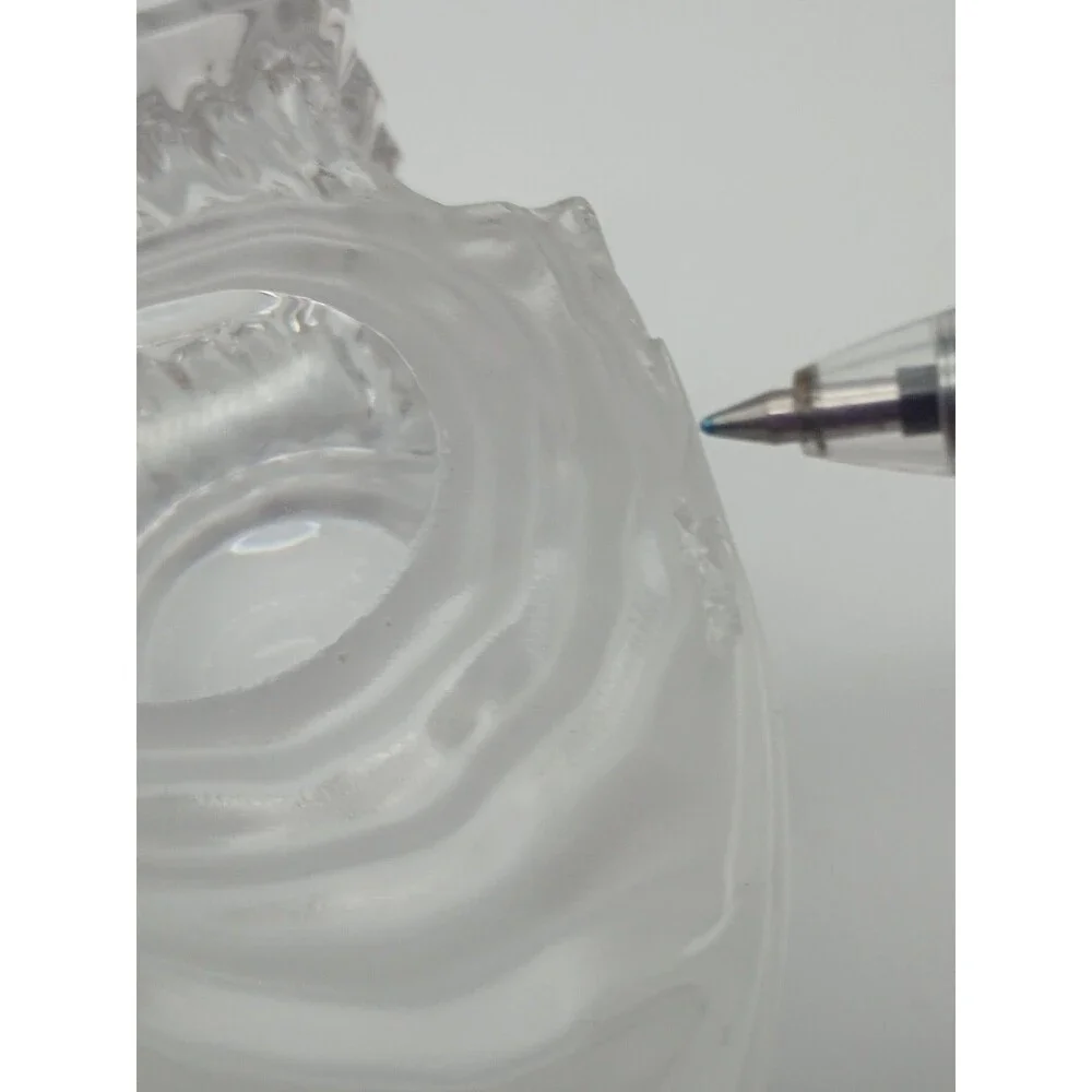 Vtg Xavier Melendez Signed Glass Owl Face Large Heavy Glass Art DAMAGED